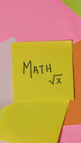 Vertical-Video-Education-Concept-Of-Revolving-Sticky-Notes-With-Math-And-Equation-Written-On-Top-Note